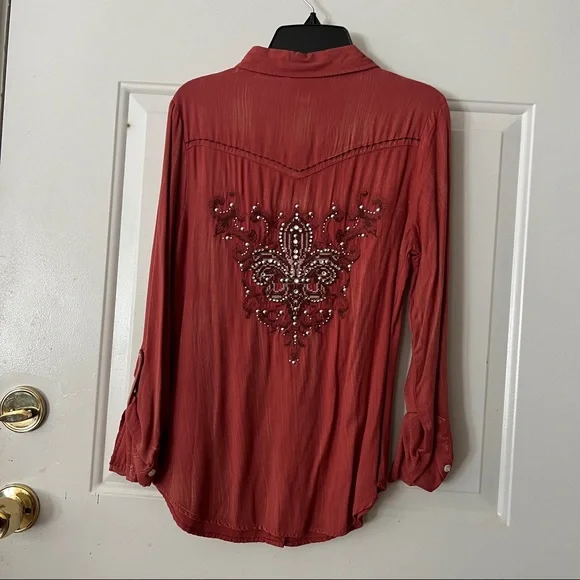 NWT Girls Miss Me Western Embellished Shirt - Picture 4 of 5